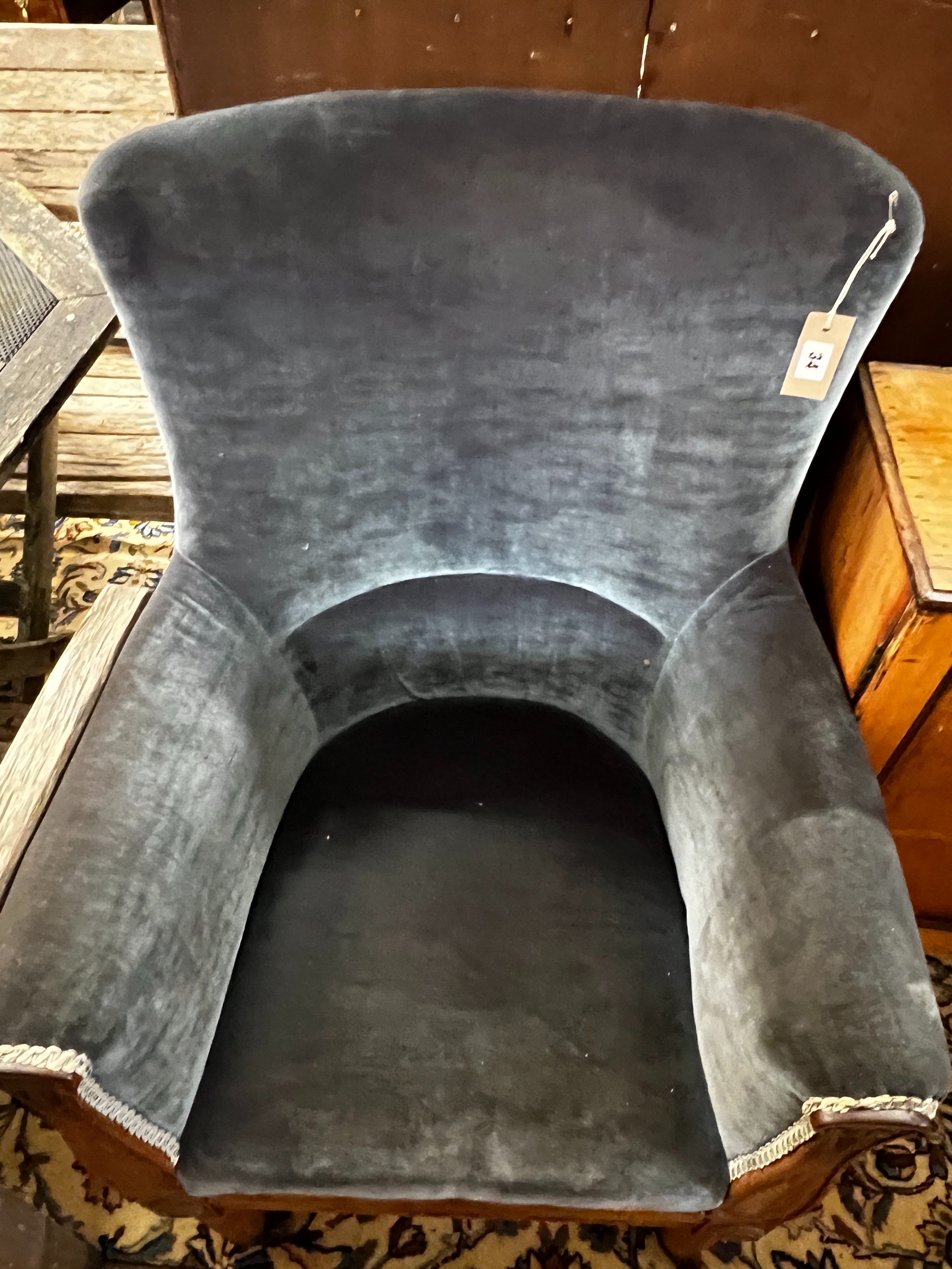 A French 2nd Empire mahogany bergere, width 68cm, depth 75cm, height 98cm